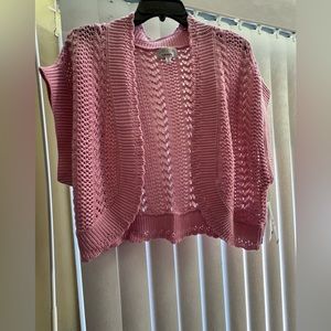 Signature by Robbie Bee Pink Short Sleeved Crotched Shrug Sweater